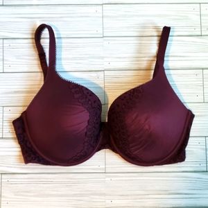 Body By Victoria Burgundy Push Up Bra Size 34DD